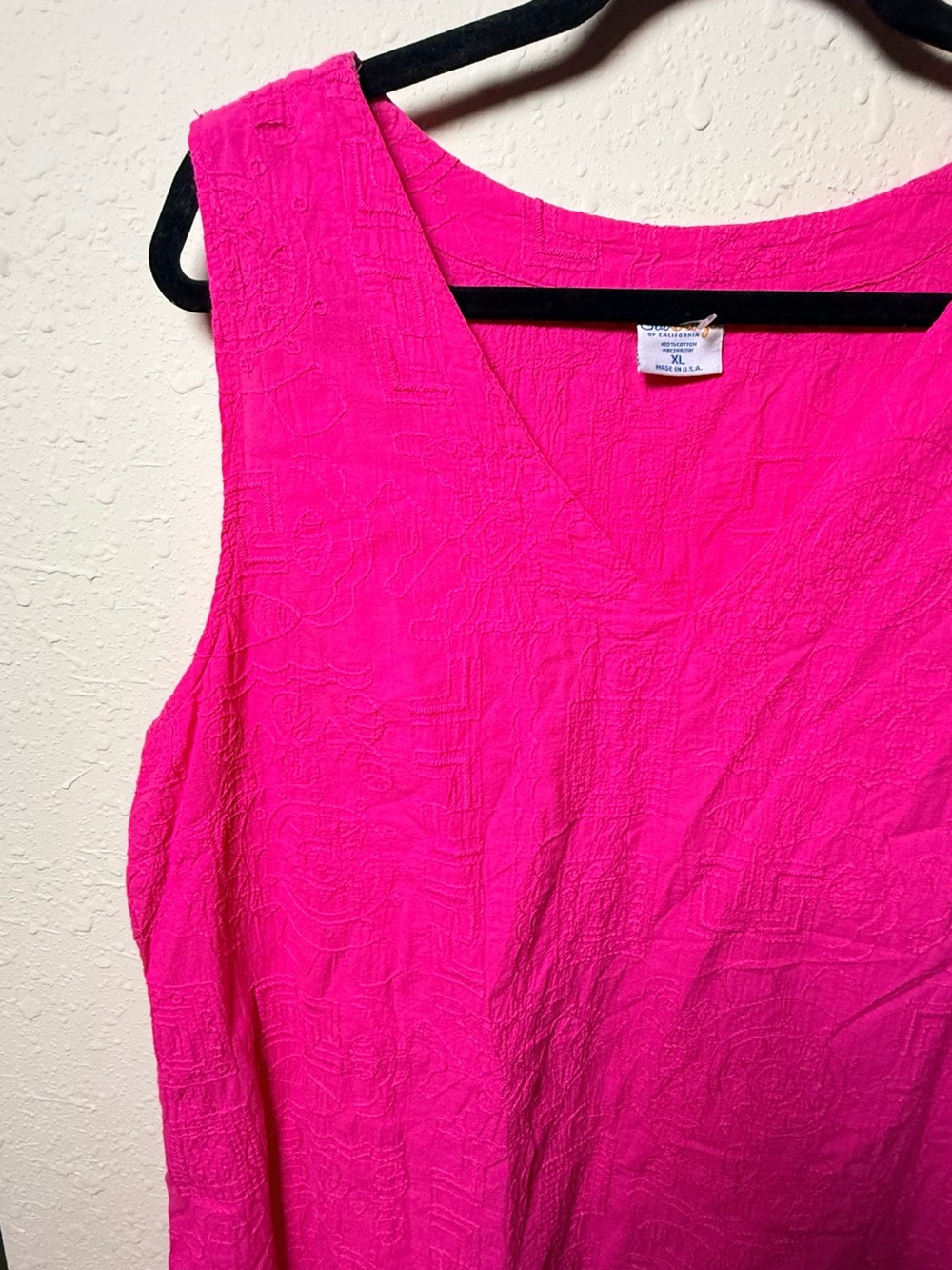 Sea Breeze California Hot Pink Crinkle Swim Cover Up Textured Beach USA Made - Picture 3 of 9